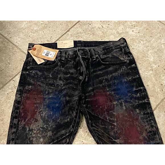 Denim & Supply Ralph Lauren Distressed Raw Black Slim Jeans 32W/30L NEW PAINT - Picture 4 of 5